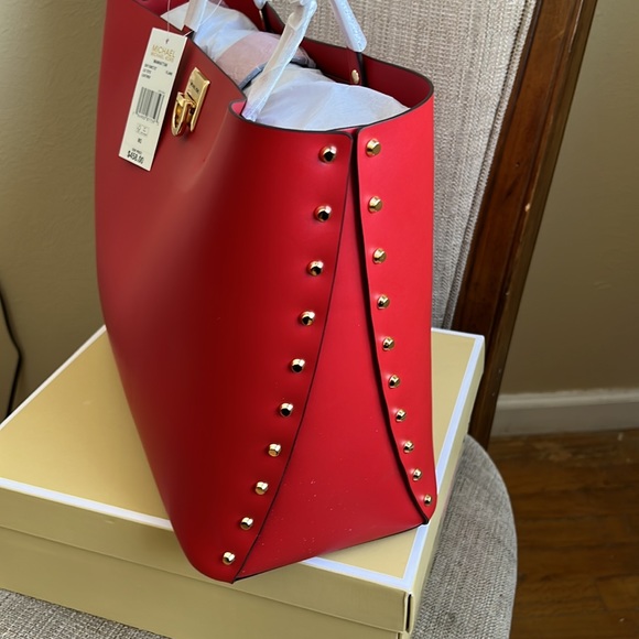 Michael Kors Manhattan Large Tote Leather Red Flame - Picture 6 of 14